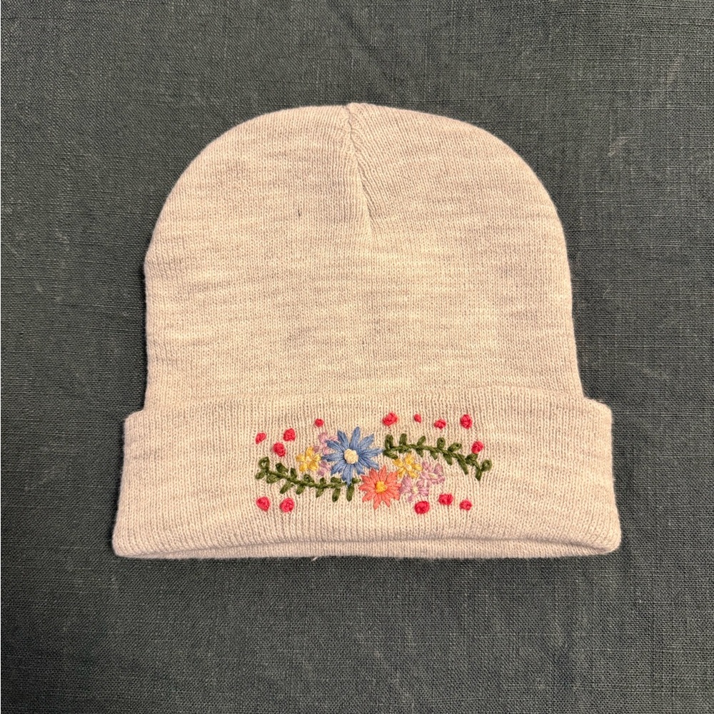 Floral Embroidered Beanie